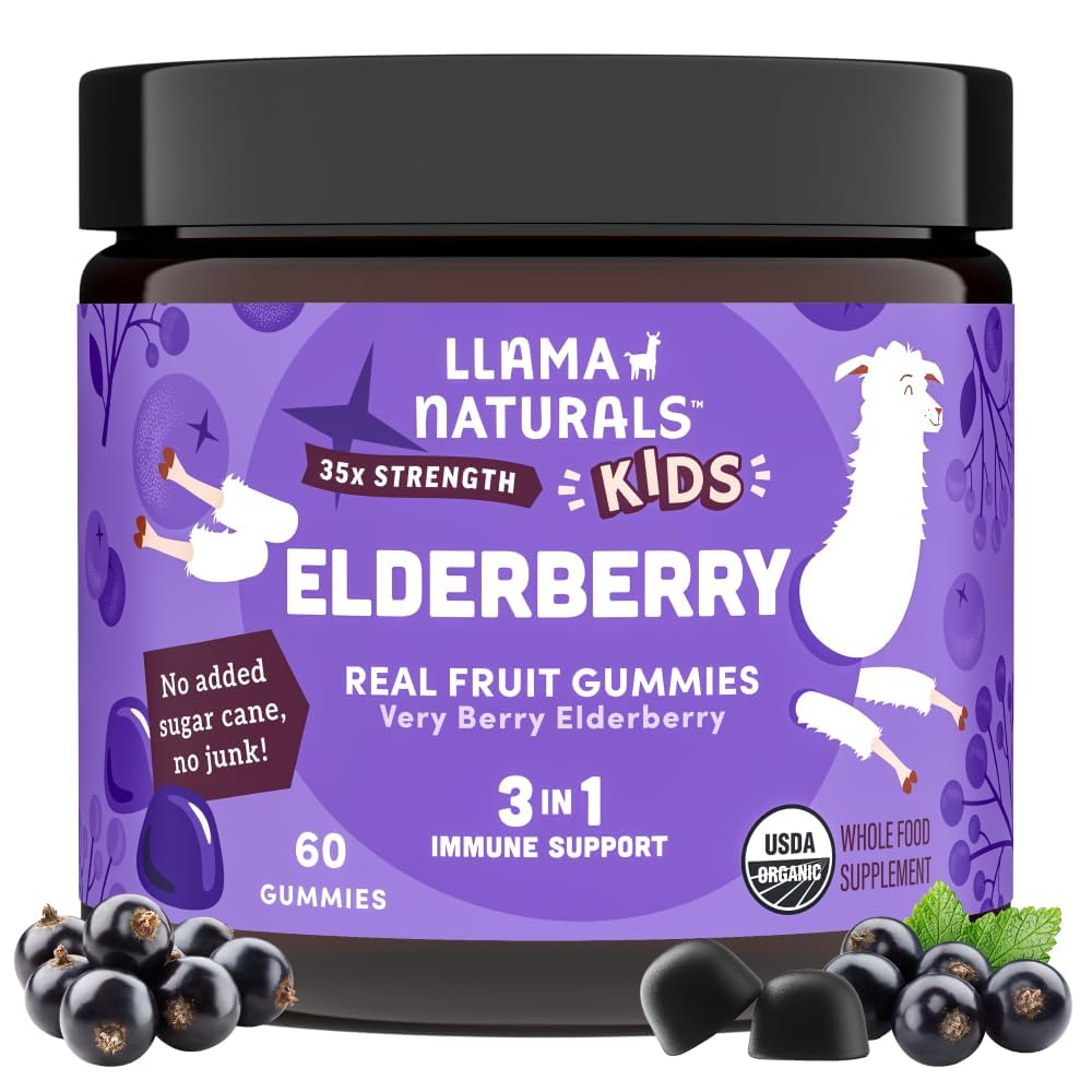 Llama Naturals Elderberry Gummies for Kids - Vegan Immune Support

