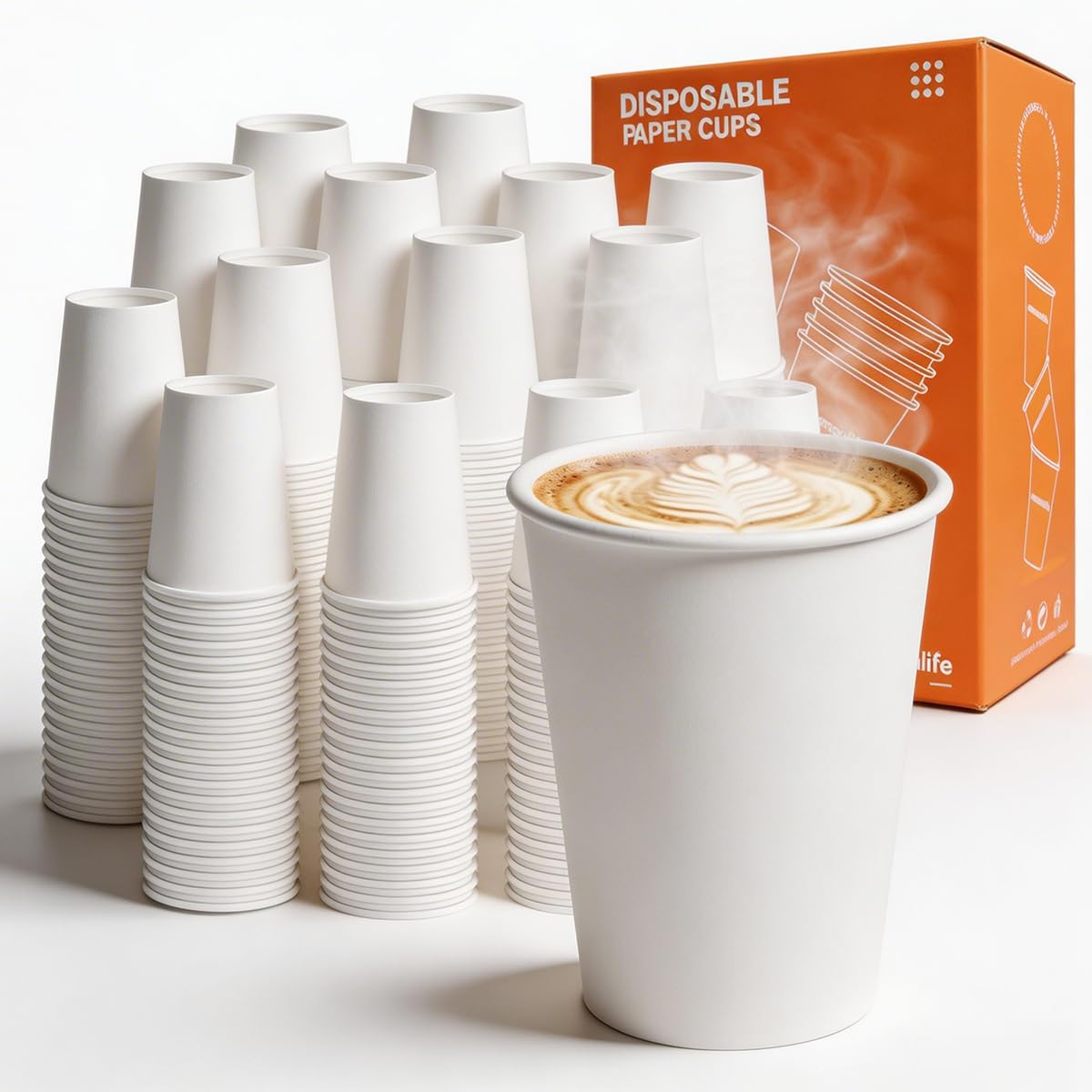 MOUMOULIFE Disposable Paper Cups – Leak-Proof & Recyclable