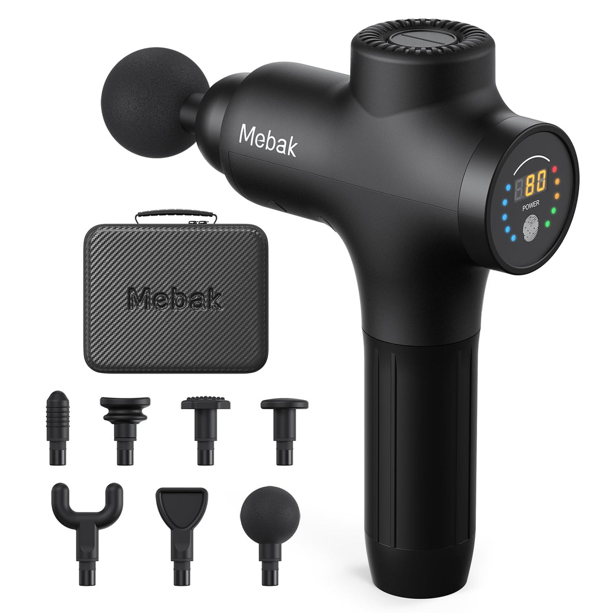 Mebak 3 Massage Gun - 12mm Amplitude, 53 lb Stall Force, 7 Heads, 5 Speeds
