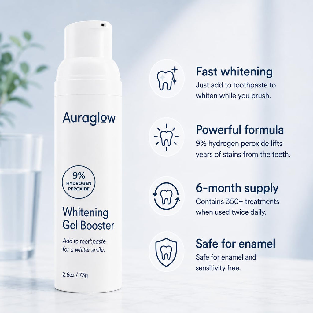 Auraglow Teeth Whitening Gel Booster for Toothpaste

