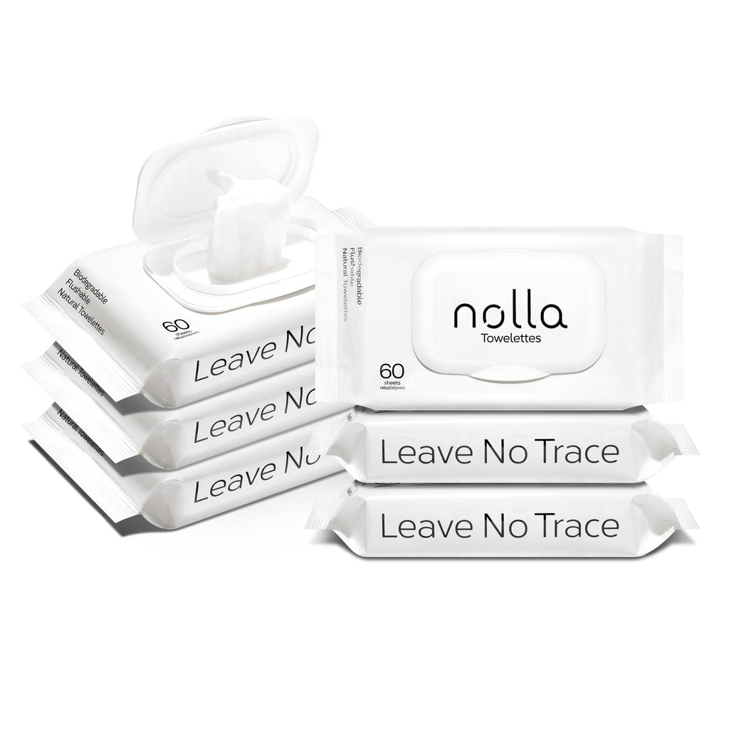 Nolla Flushable Wipes - Plant-Based Biodegradable Wet Wipes
