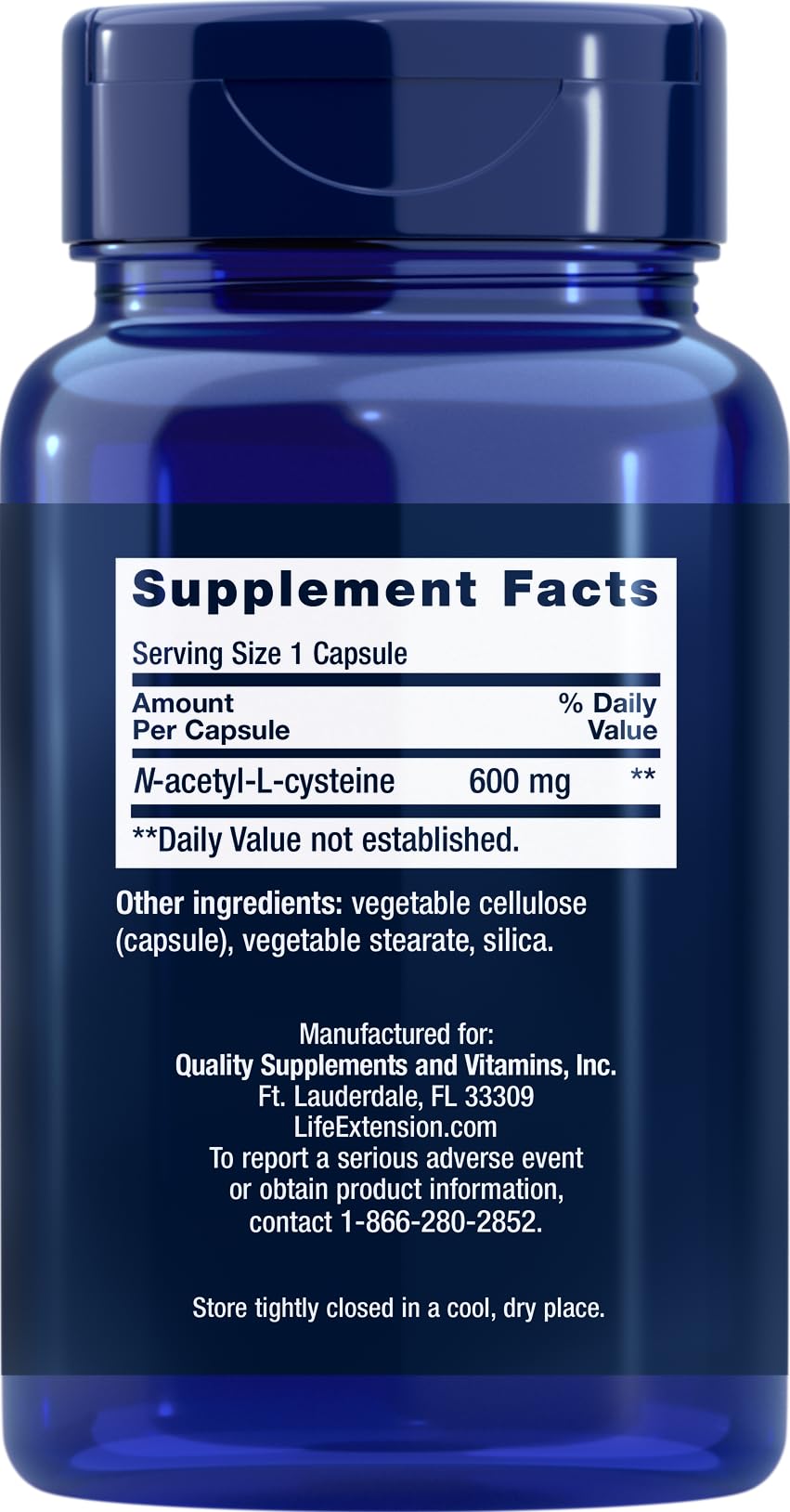 N-Acetyl-L-Cysteine NAC 600mg Life Extension Supplement

