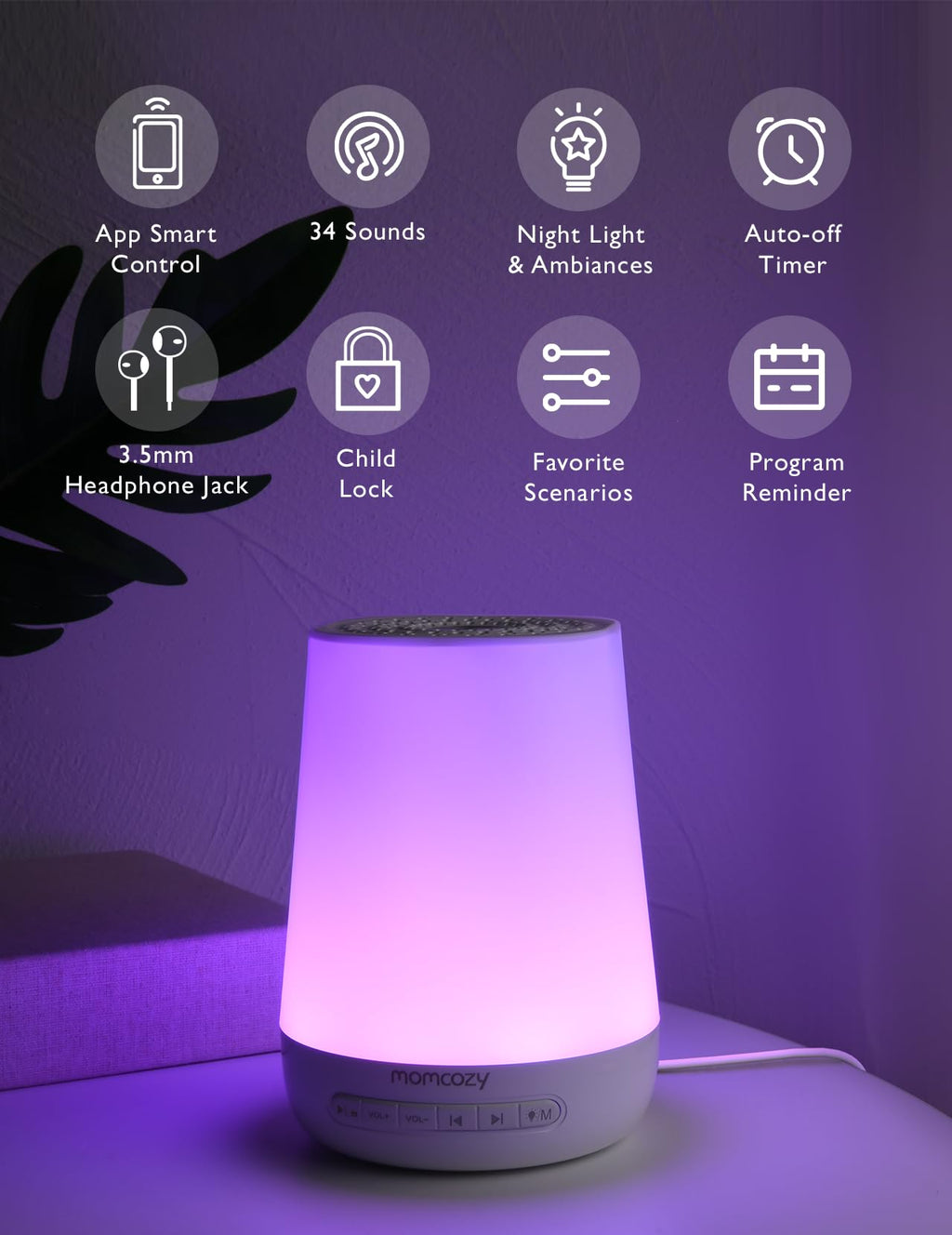 Momcozy Baby Sound Machine with Night Light and App Control

