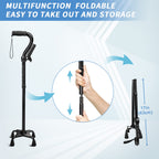 KingPavonini Adjustable Folding Walking Cane | Quad Base

