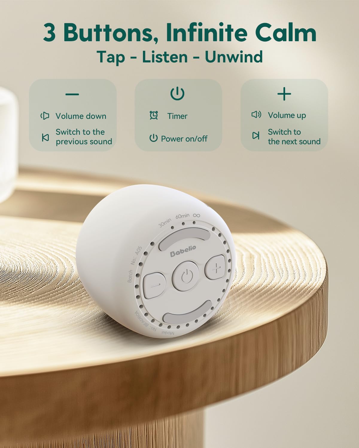 Babelio White Noise Sound Machine Travel | Sleep Aid


