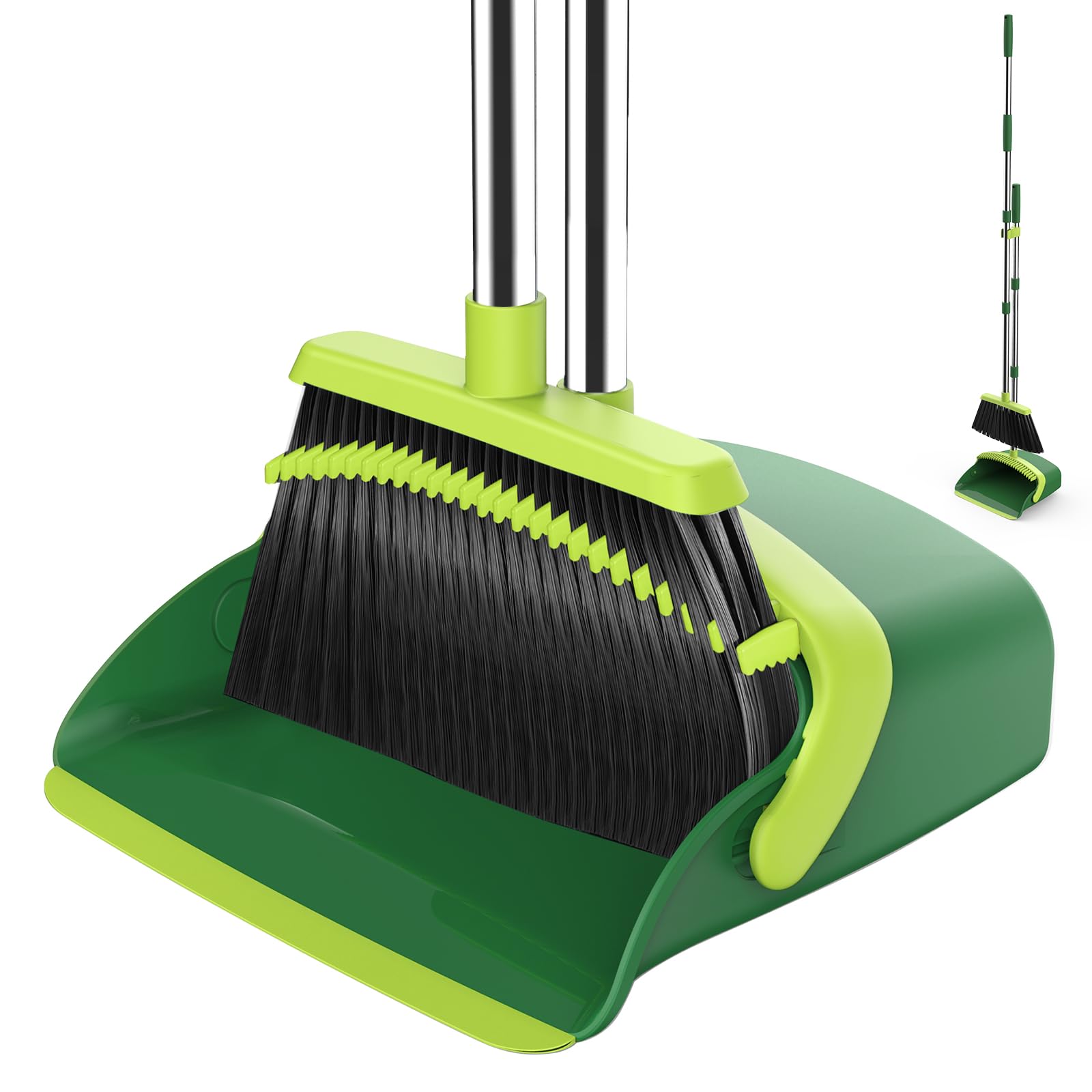 NACENA Broom and Dustpan Set with 52-in Adjustable Handle for Home Kitchen Office