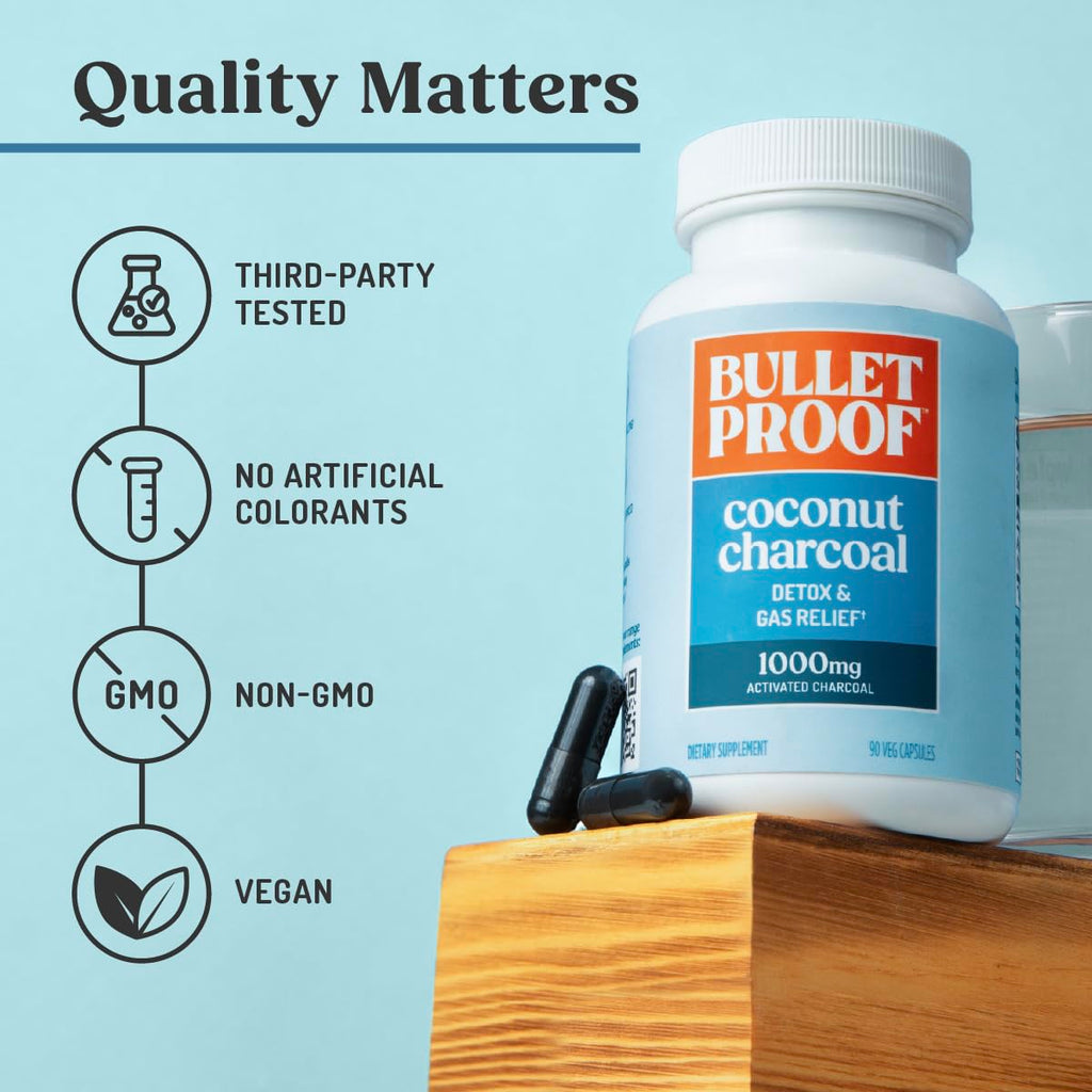 Bulletproof Charcoal Detox Capsules for Gas Relief

