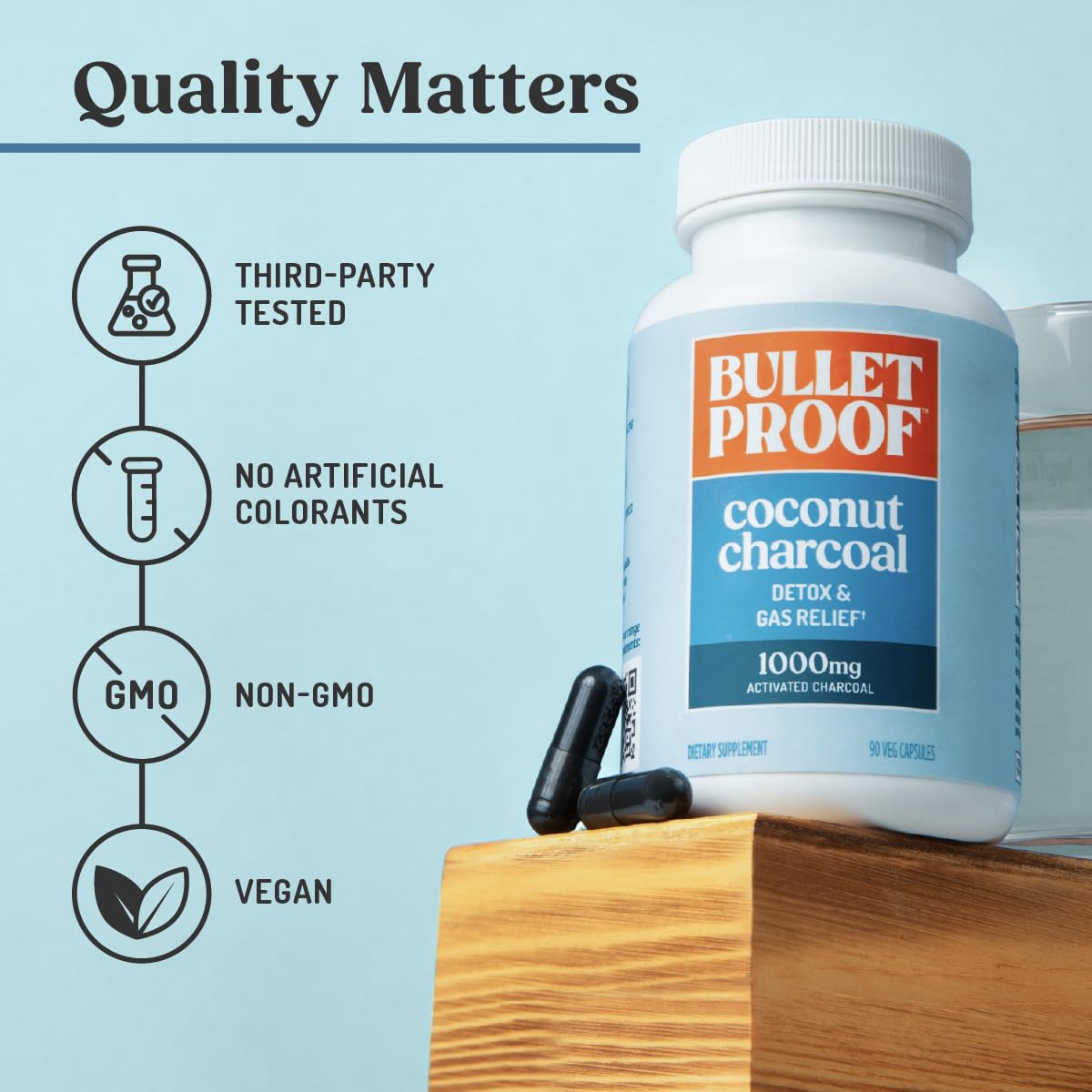 Bulletproof Charcoal Detox Capsules for Gas Relief

