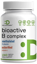Bioactive Vitamin B Complex for Men and Women, Methylated B Vitamins + Esterified Vitamin C, Non-GMO