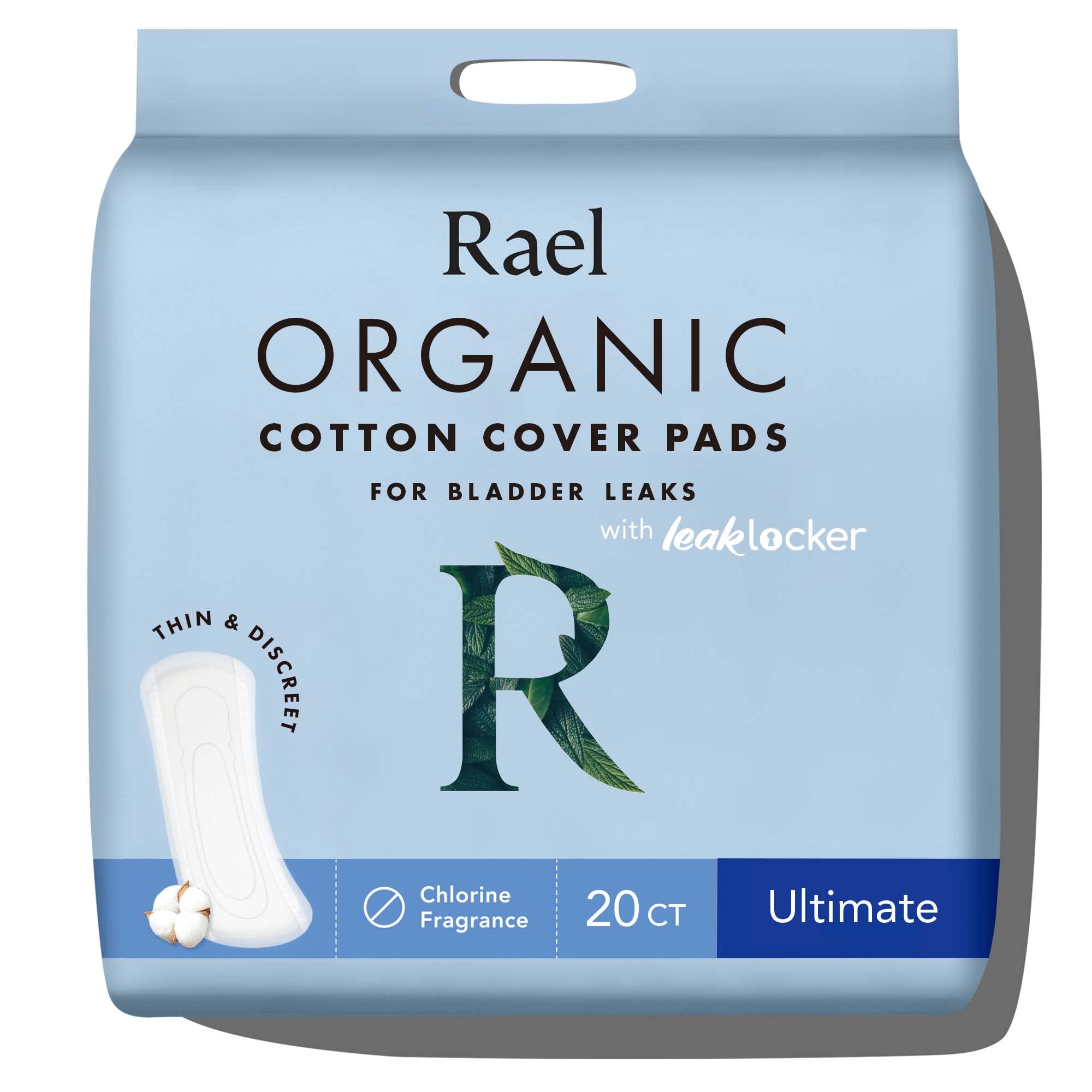 Rael Incontinence Pads for Women - Organic Cotton Cover, 4-Layer Core, Heavy Absorbency