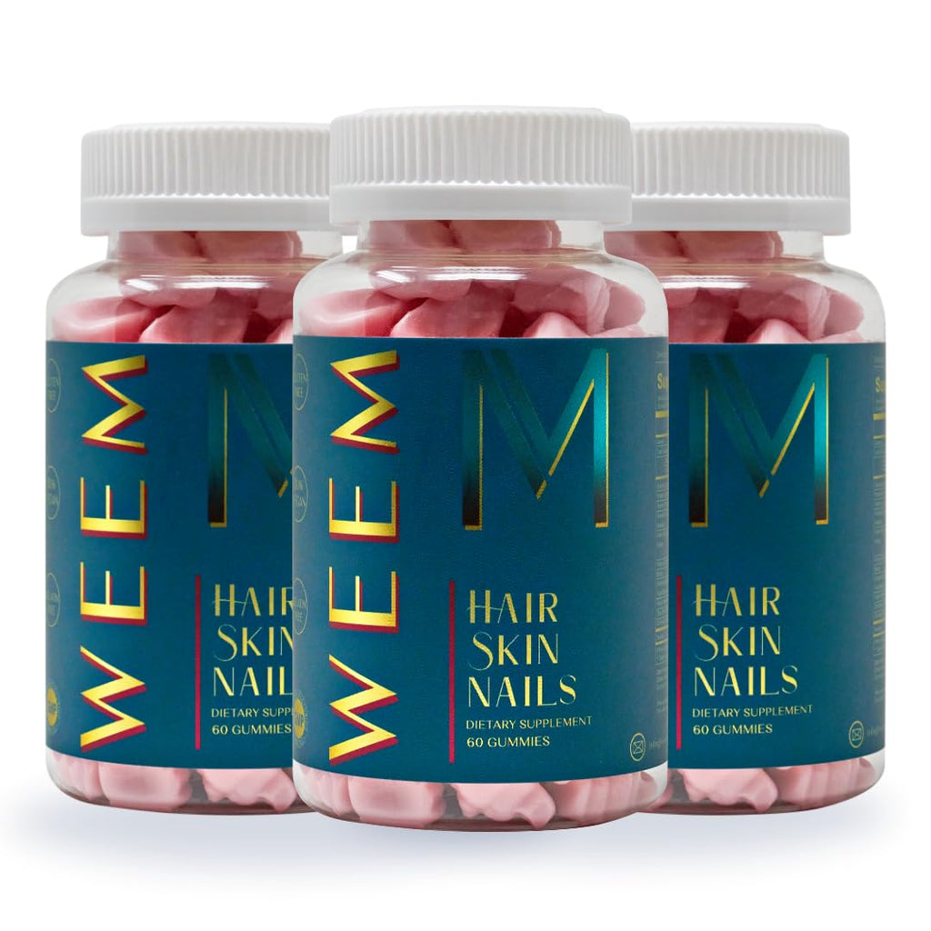 WEEM Hair Skin Nails Gummies - Vegan Biotin Vitamins for Healthy Hair & Nails