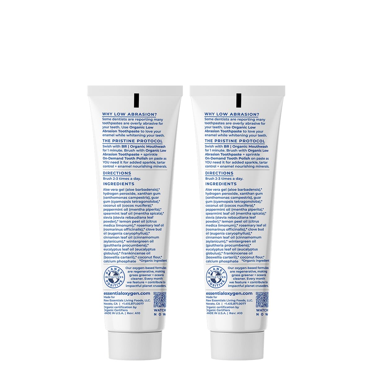 Essential Oxygen Organic Toothpaste - Fluoride-Free, Vegan

