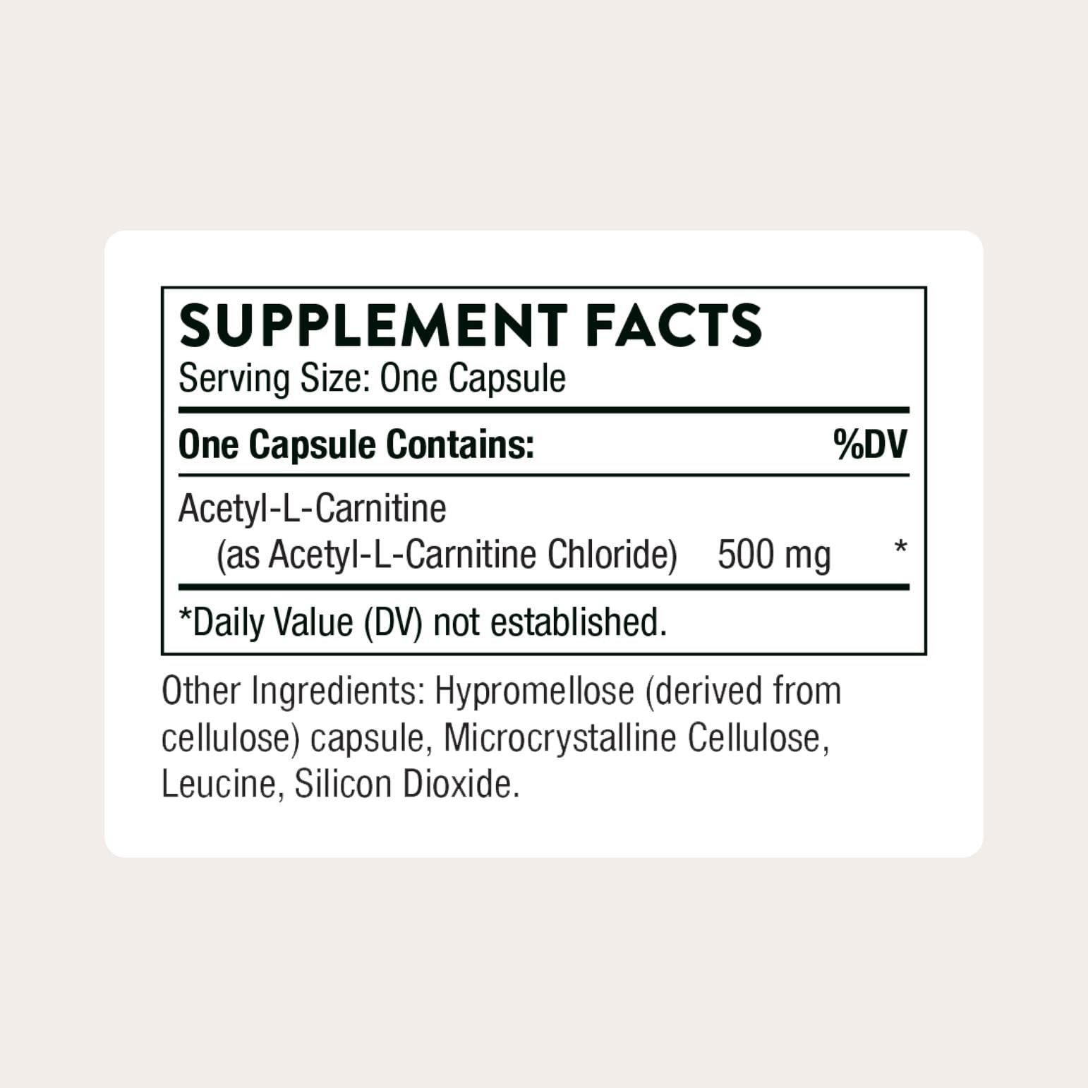 THORNE Acetyl-L-Carnitine 500 mg Supplement

