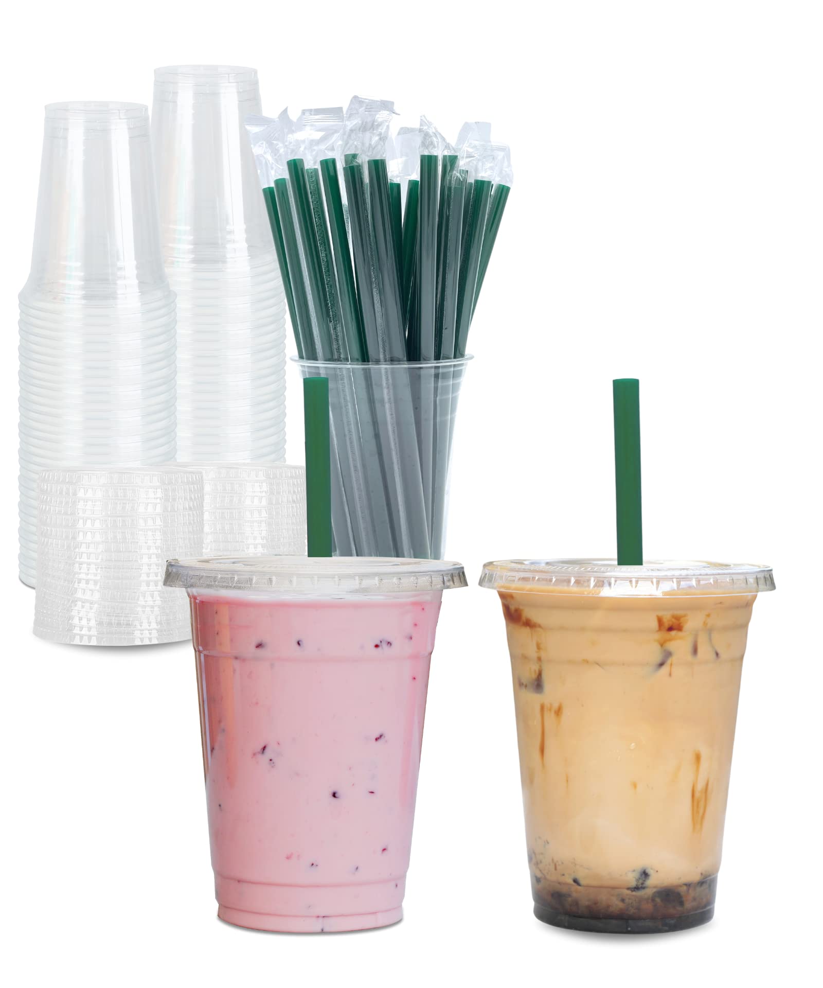 Aatriet Clear Cups with Lids Straws, Disposable Party Cups