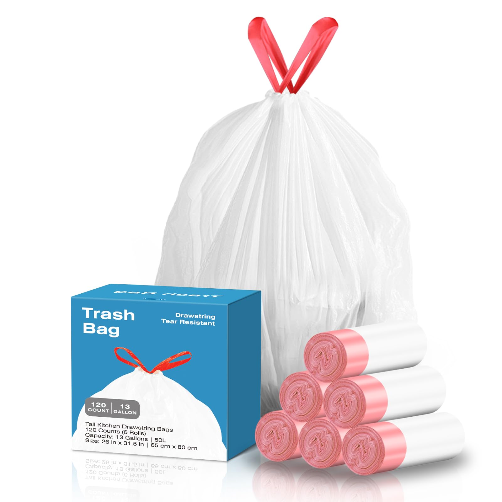 KdbK Drawstring Kitchen Trash Bags – Unscented & Leak-Proof