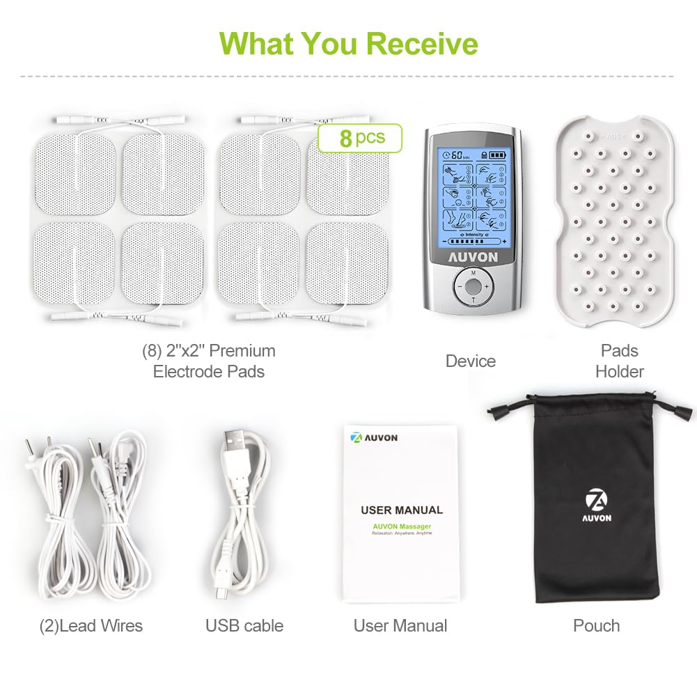 AUVON TENS Unit Rechargeable Muscle Stimulator | 24 Modes

