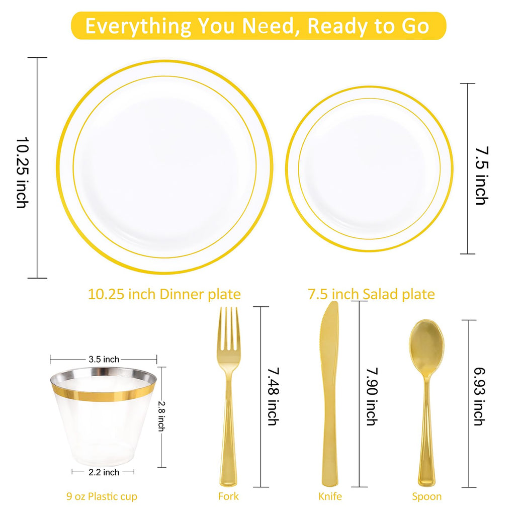 WELLIFE Disposable Dinnerware Set Plates Cups & Utensils

