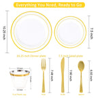 WELLIFE Disposable Dinnerware Set Plates Cups & Utensils

