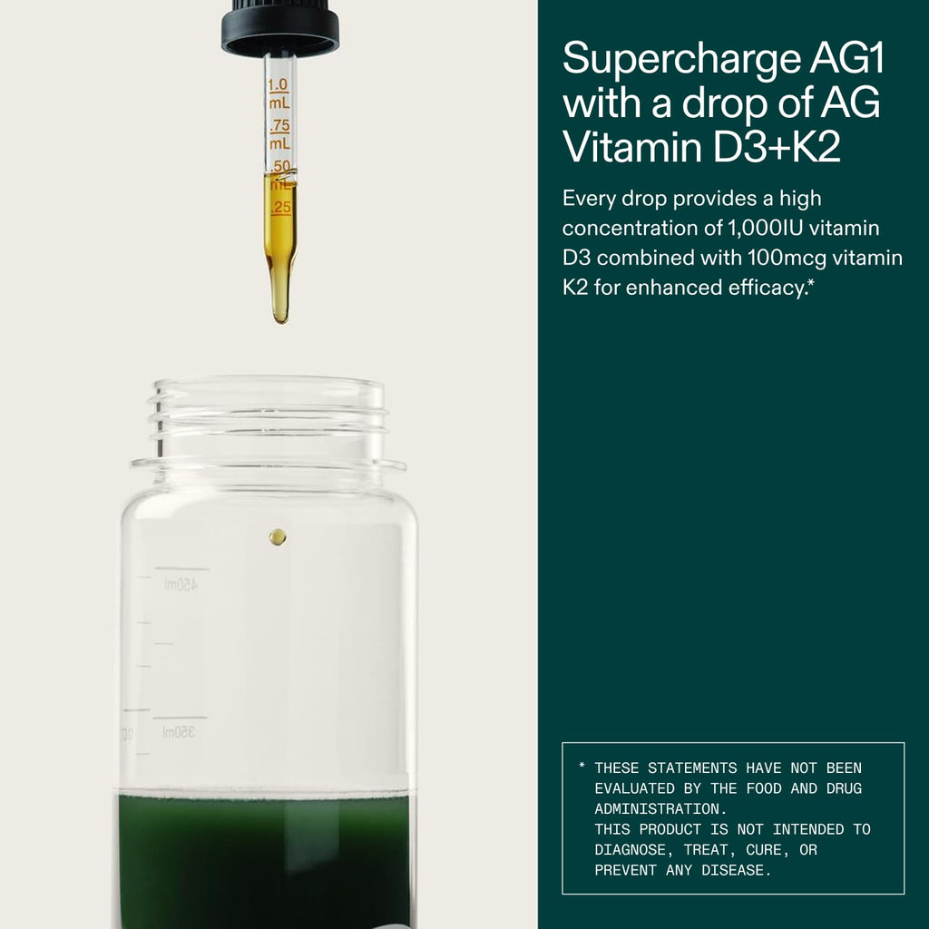 AG1 Vitamin D3 + K2 Drops | Immune & Bone Support

