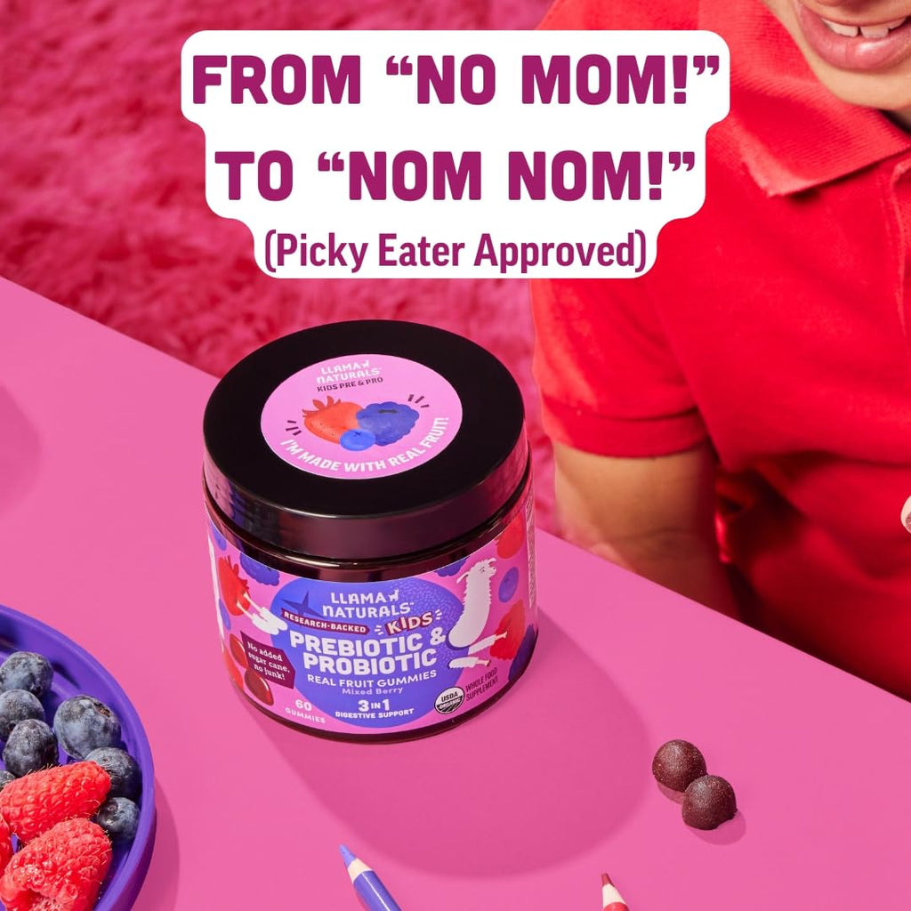 Llama Naturals Kids Probiotic Gummies with Prebiotic Fiber

