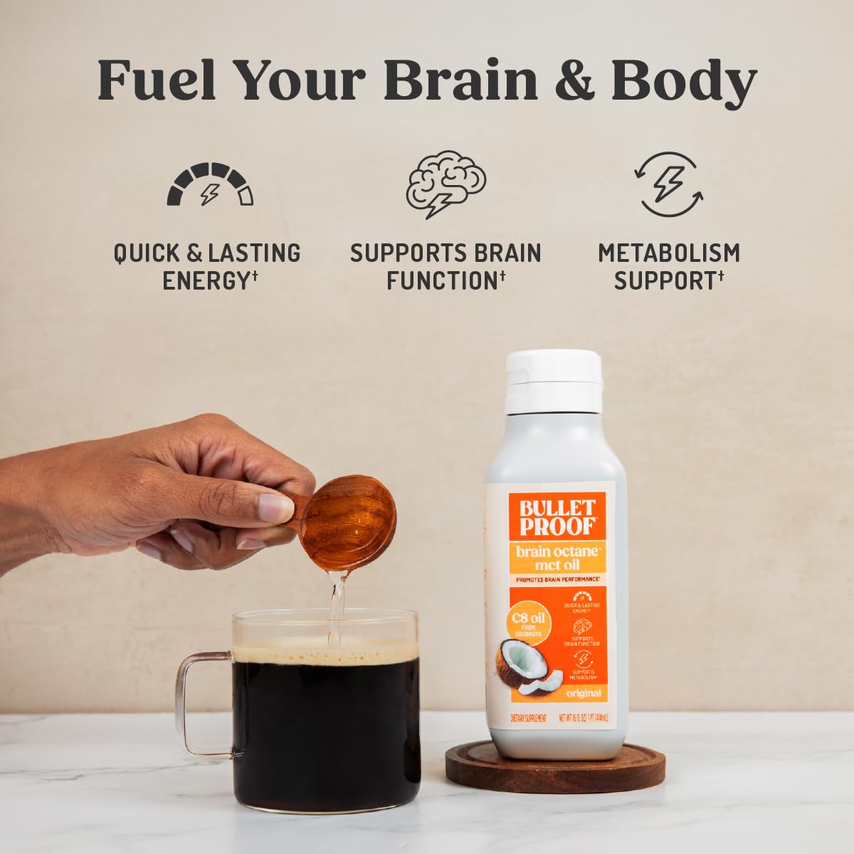 Bulletproof Brain Octane MCT Oil - Pure Coconut Oil for Keto

