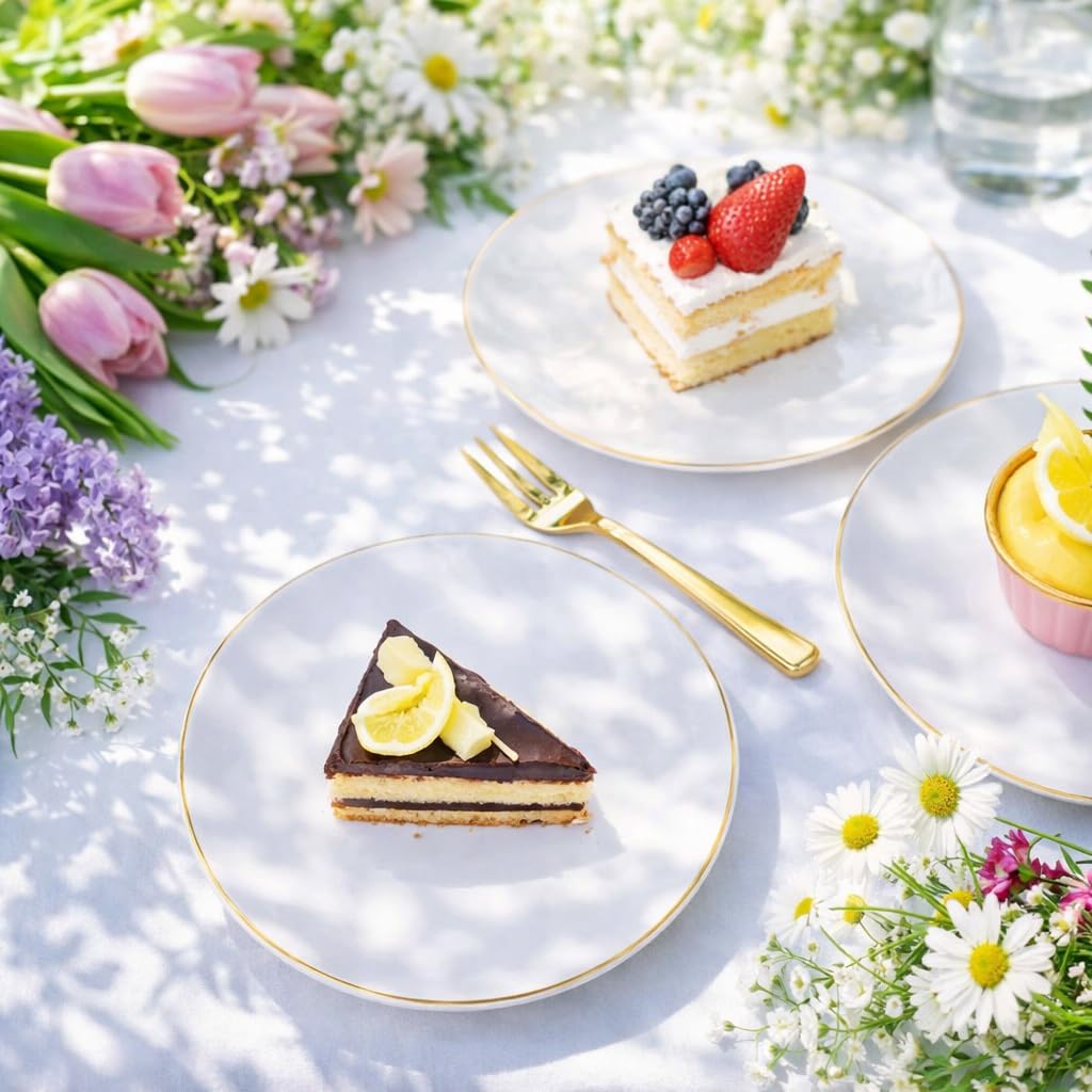 Festiva Disposable Dessert Plates with Forks

