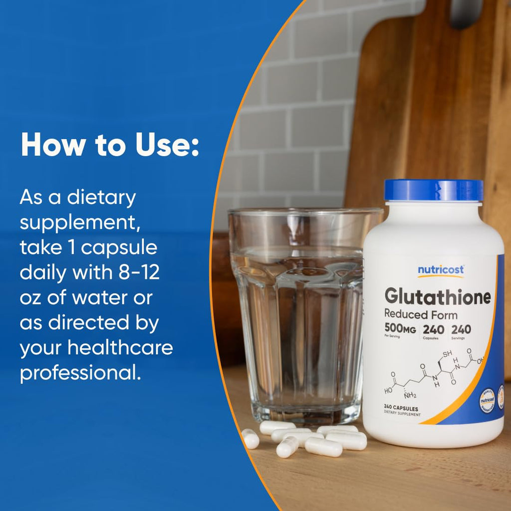 Nutricost Glutathione Capsules 500mg - Gluten Free GMO Free

