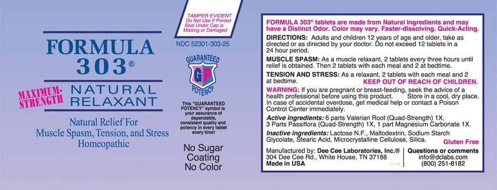 Dee Cee Labs Formula 303 Maximum Strength Herbal Tablets

