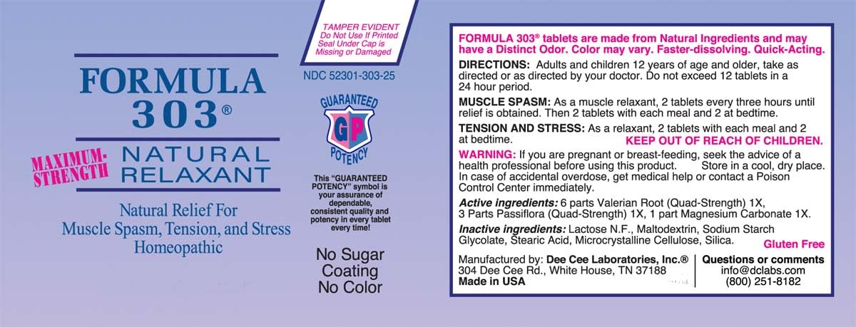 Dee Cee Labs Formula 303 Maximum Strength Herbal Tablets

