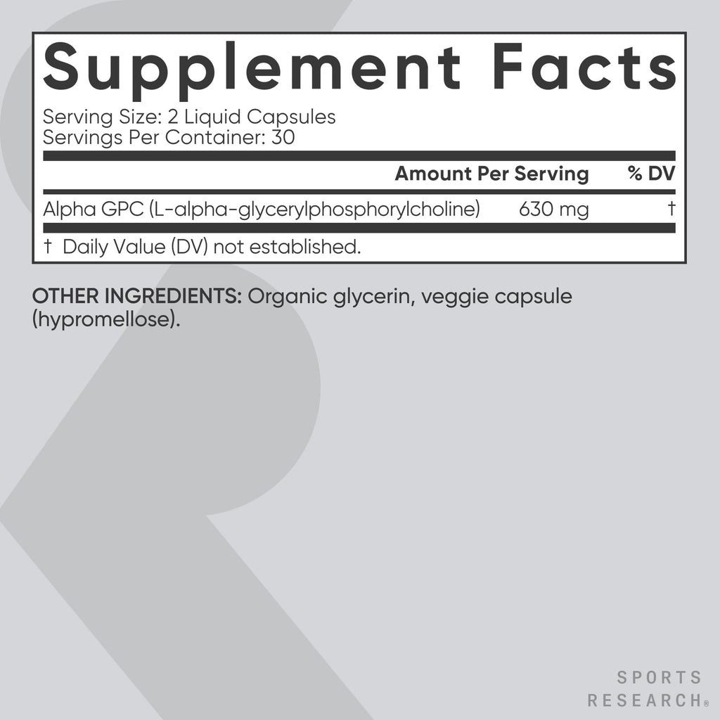 Sports Research Alpha GPC 630mg Extra Strength Focus

