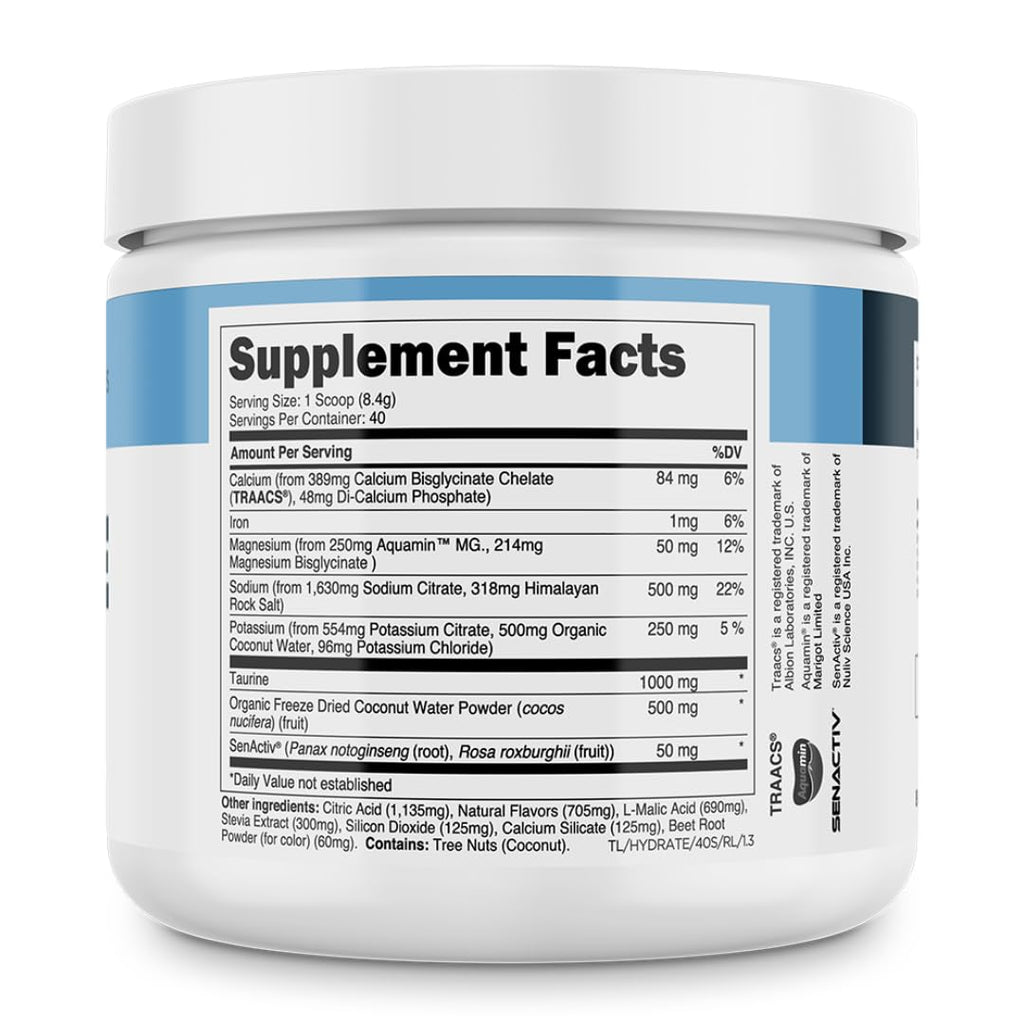 Hydrate Sugar Free Electrolyte Powder | Transparent Labs

