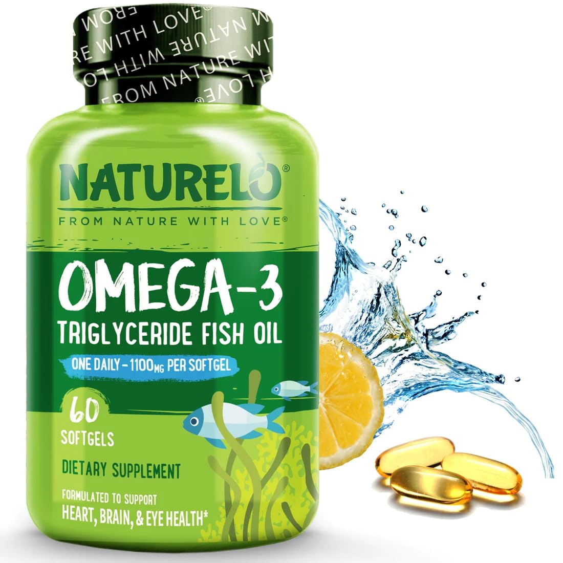 Naturelo Burpless Omega-3 Fish Oil Supplement EPA & DHA