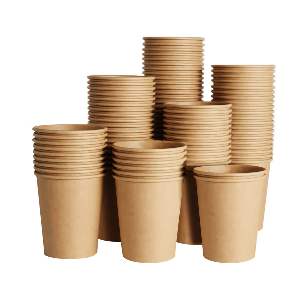 SIUQ Kraft Paper Cups Unbleached Disposable Drinking Cups|Leak-Proof

