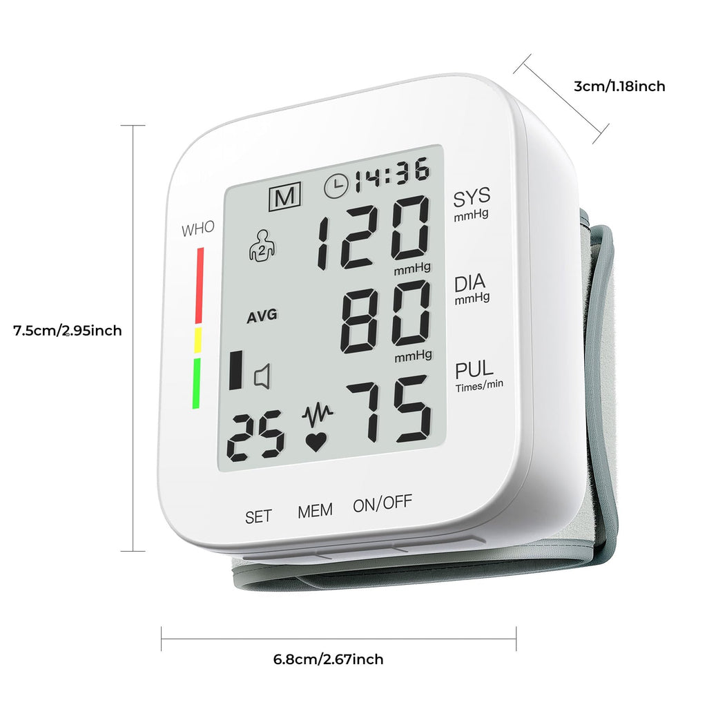 MMIZOO Wrist Blood Pressure Monitor with Large LCD Display

