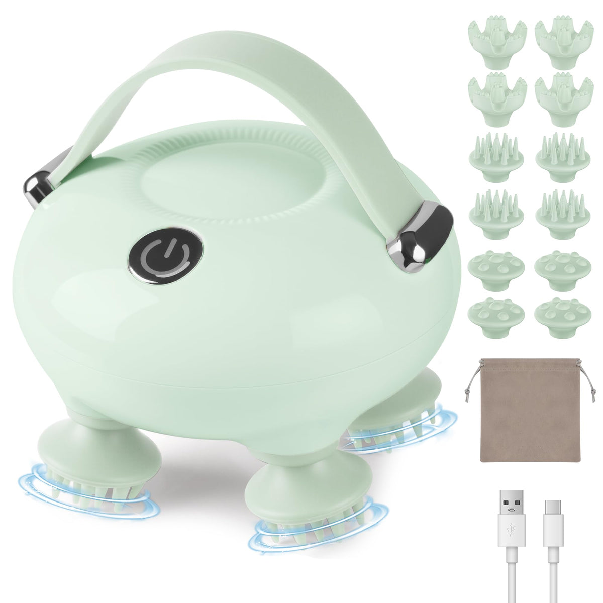 Scalp Massager with 12 Heads, 3 Modes, Tangle-Resistant Portable Head Massager