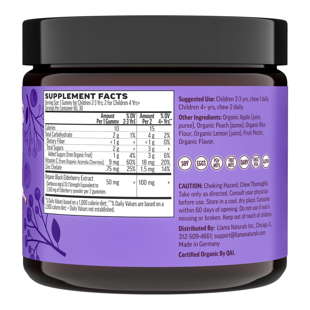 Llama Naturals Elderberry Gummies for Kids - Vegan Immune Support

