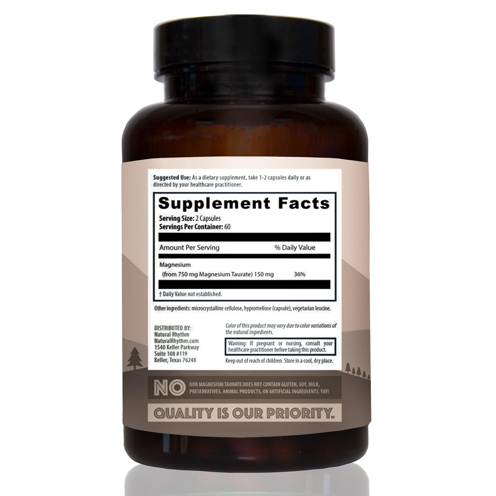 Magnesium Taurate Supplement for Heart & Nerve - Made in USA

