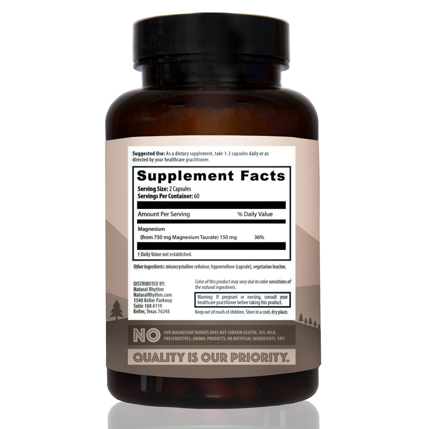Magnesium Taurate Supplement for Heart & Nerve - Made in USA

