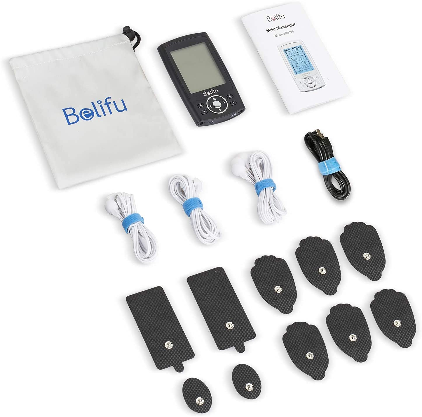 Belifu Dual Channel TENS EMS Unit 24 Modes with 10 Pads

