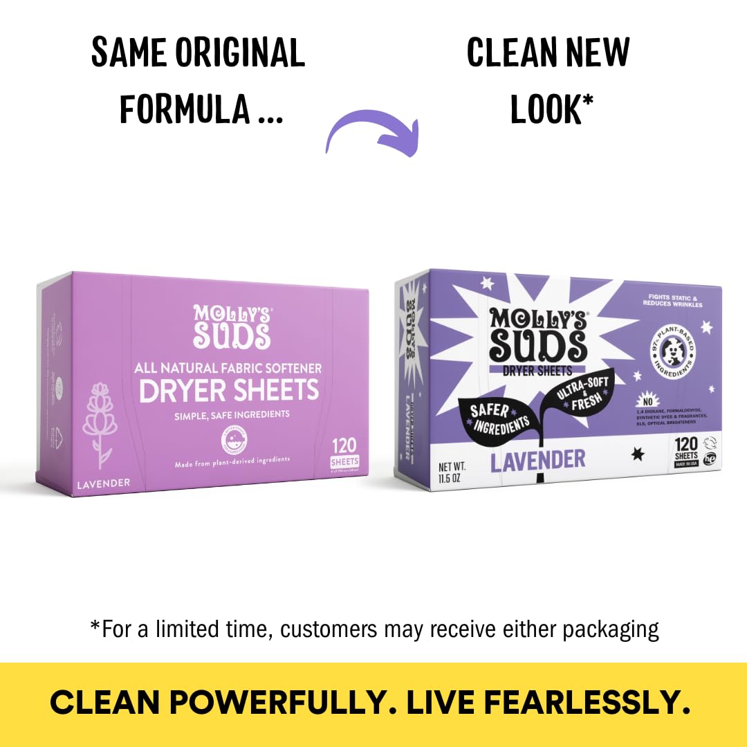 Molly's Suds Fabric Softener Dryer Sheets for Sensitive Skin

