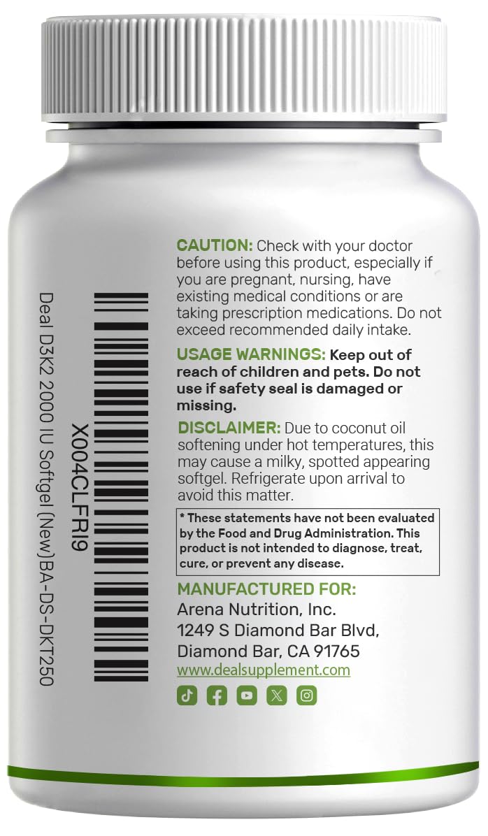 DEAL SUPPLEMENT Vitamin D & K Softgels | Coconut Oil

