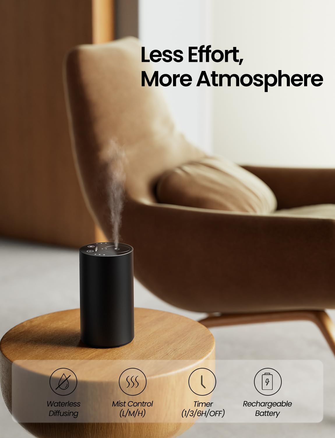 Waterless Rechargeable Essential Oil Diffuser for Home & Car

