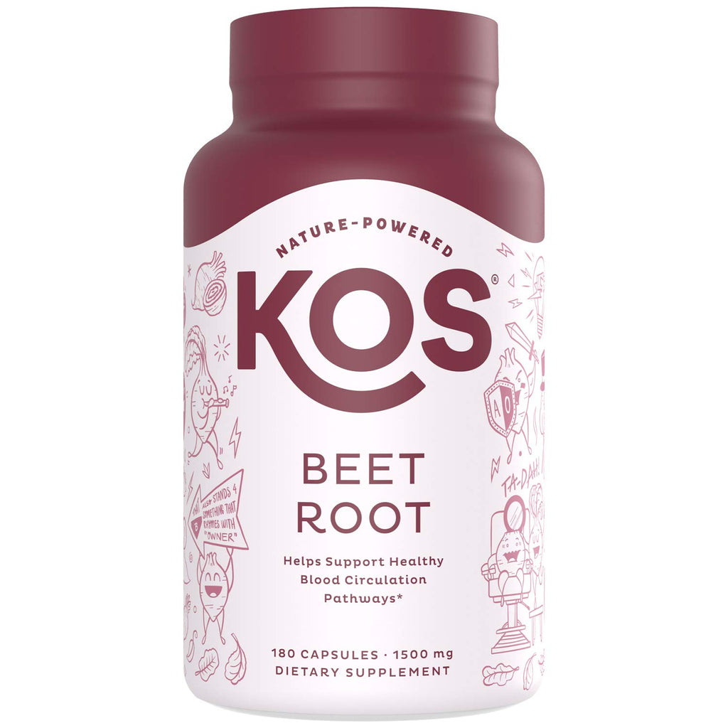 KOS Organic Beet Root Supplement - Nitric Oxide Support, Plant Based & Gluten Free