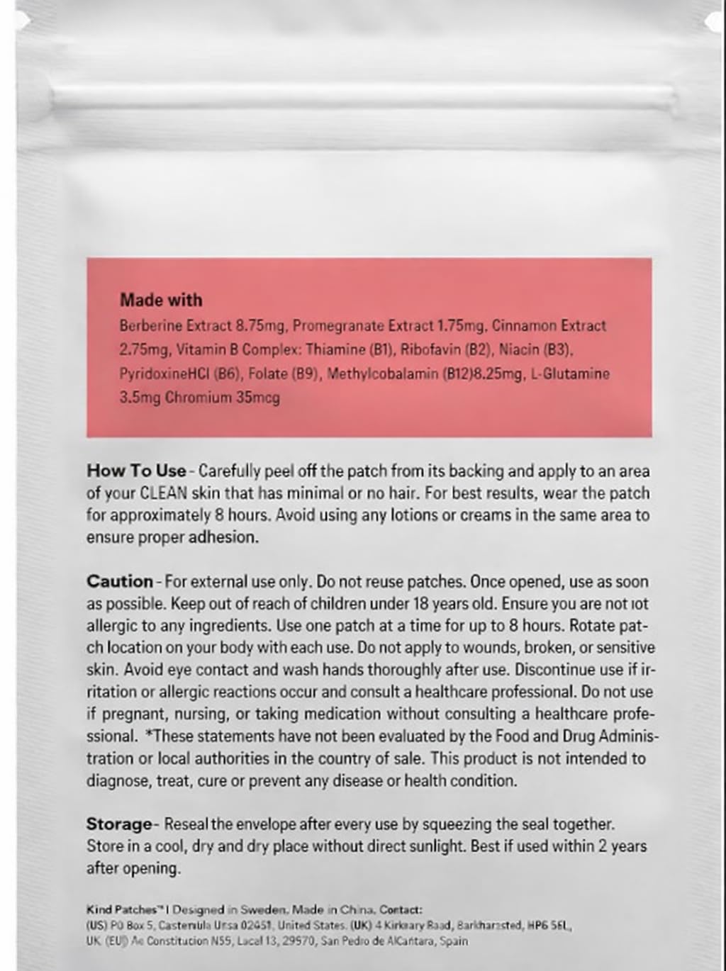 Kind Berberine Patches with L-Glutamine & Botanicals


