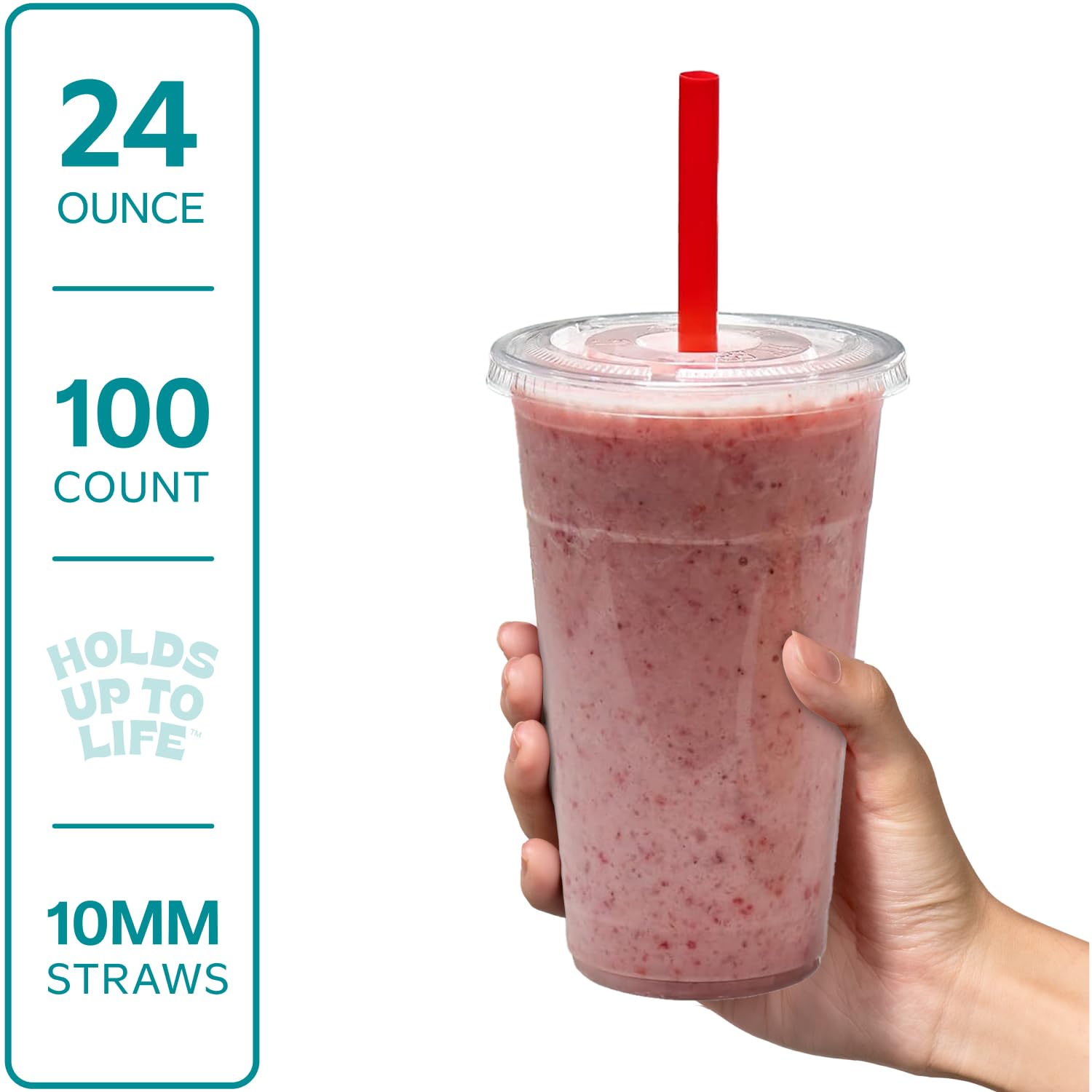 GUSTO Disposable Clear Cups with Flat Lids

