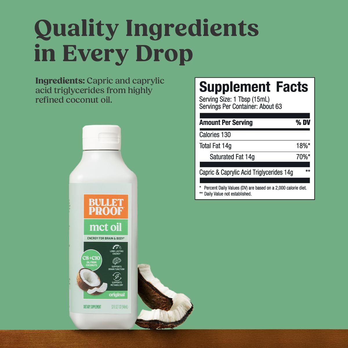 Bulletproof MCT Oil C8 & C10 – Unflavored, Non-GMO

