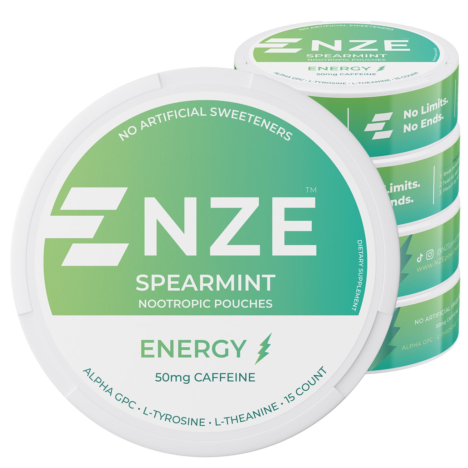 NZE Caffeine Nootropic Pouches - Sugar-Free Energy & Focus