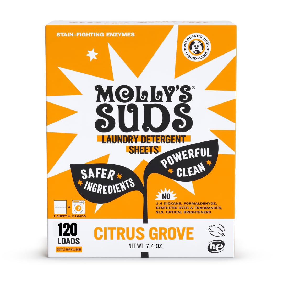 Molly’s Suds Laundry Detergent Sheets – Gentle, Bio-Based Enzymes, Plastic-Free