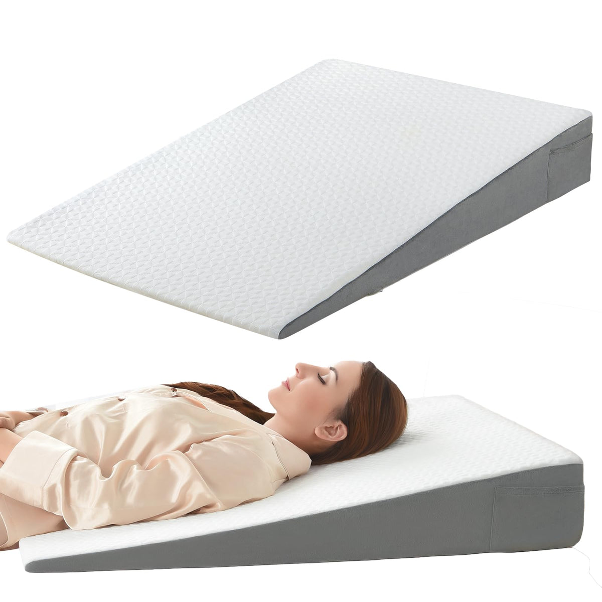 Vekkia Bed Wedge Pillow for Headboard Gap Filler Pockets
