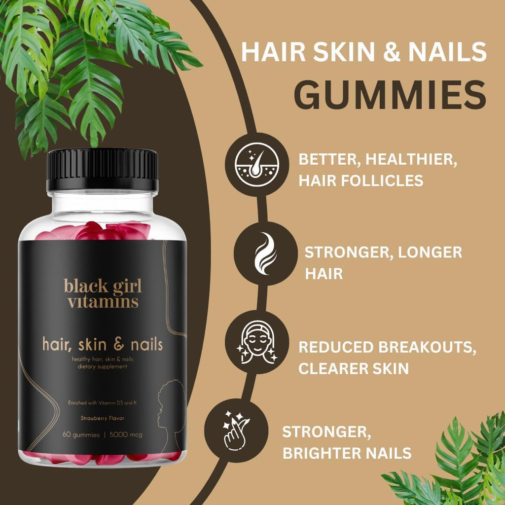 Black Girl Vitamins Hair Skin Nails Vitamin D & Multivitamin

